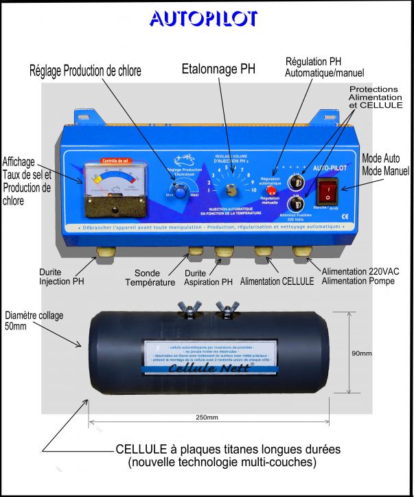 Electrolyseur de sel automatique pour piscine régulation pH